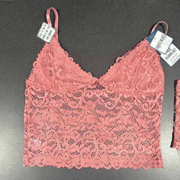 3. Lacy 2 piece Pajama PJ Set Rose Pink NWT Paris Blues - Picture 3 of 4